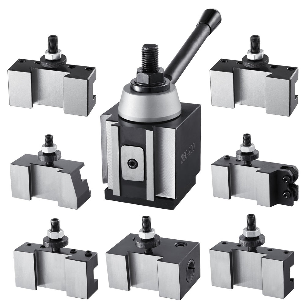 VEVOR Quick Change Tool Post Set, 8 Pcs, Includes Lathe Tool Holders, Piston Type Tool Post with Turning Tool Holder Accessories, for Mini Lathe & Metal Lathe 10"-15" Swing, Durable Steel Material