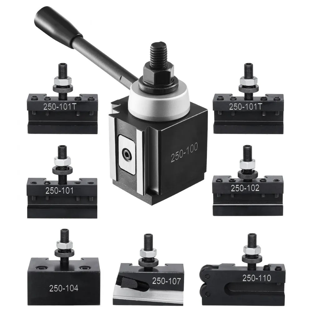 VEVOR Quick Change Tool Post Set, 8 Pcs, Includes Lathe Tool Holders, Wedge Type Tool Post with Turning Tool Holder Accessories, Fit for Mini Lathe & Metal Lathe 6"-12" Swing, Durable Steel Material
