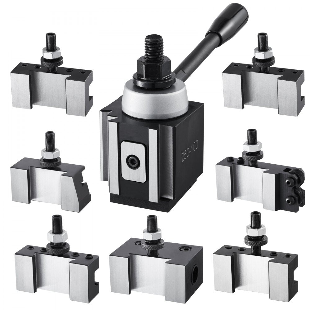 VEVOR Quick Change Tool Post Set, 8 Pcs, Includes Lathe Tool Holders, Wedge Type Tool Post with Turning Tool Holder Accessories, Fit for Mini Lathe & Metal Lathe 6"-12" Swing, Durable Steel Material