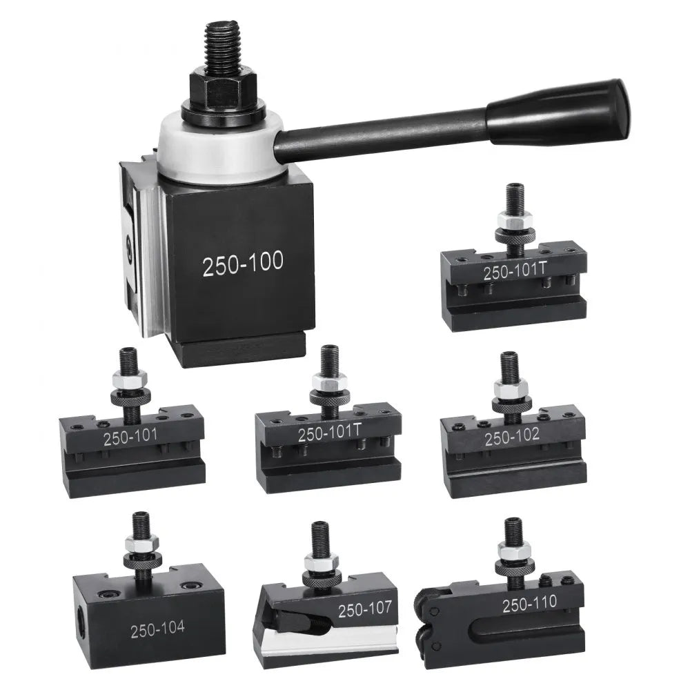 VEVOR Quick Change Tool Post Set, 8 Pcs, Includes Lathe Tool Holders, Wedge Type Tool Post with Turning Tool Holder Accessories, Fit for Mini Lathe & Metal Lathe 6"-12" Swing, Durable Steel Material