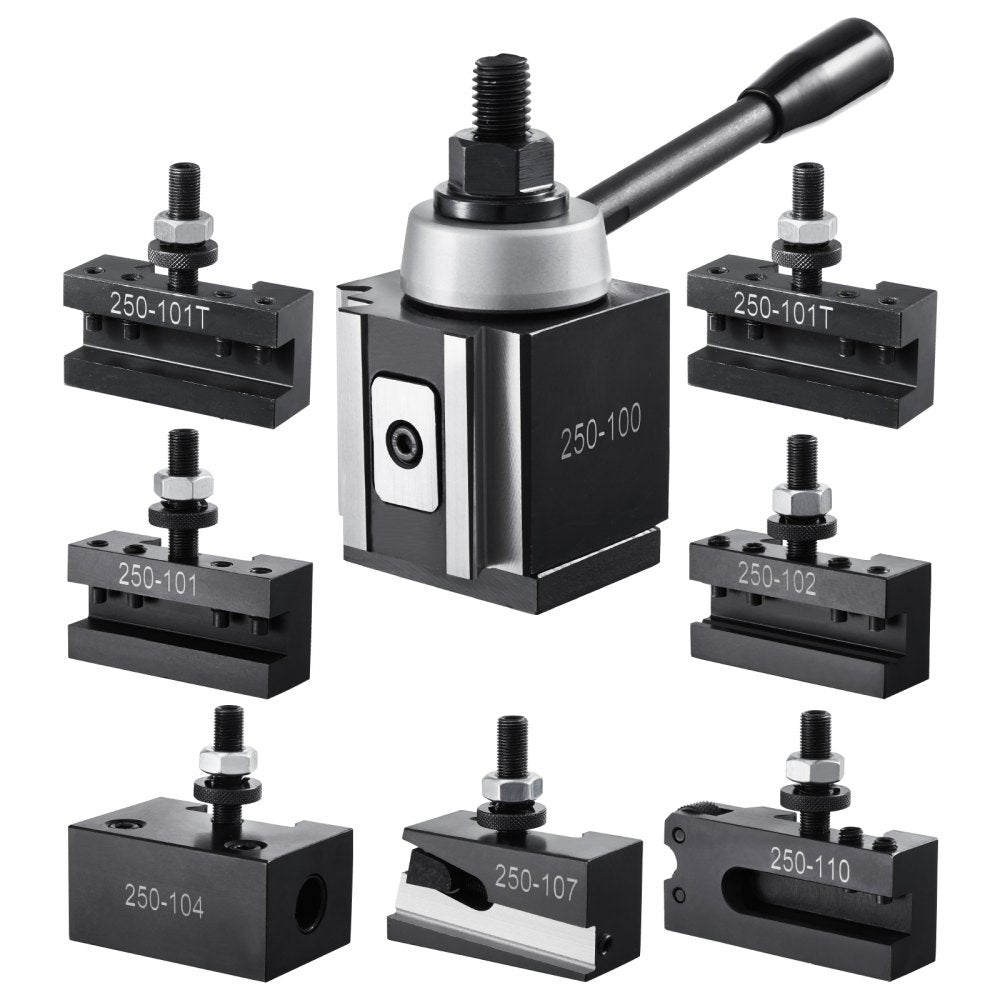 VEVOR Quick Change Tool Post Set, 8 Pcs, Includes Lathe Tool Holders, Wedge Type Tool Post with Turning Tool Holder Accessories, Fit for Mini Lathe & Metal Lathe 6"-12" Swing, Durable Steel Material