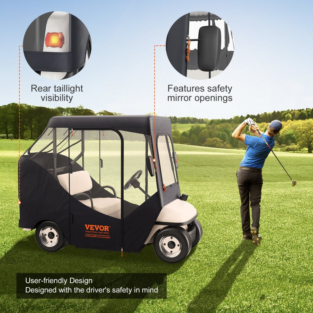 VEVOR Golf Cart Enclosure, Polyester Driving Enclosure, Club Car Covers Suitable for 2-Seater Golf Carts, Sunproof and Dustproof Outdoor Cart Cover