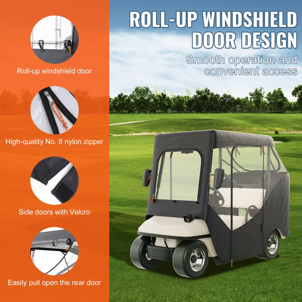 VEVOR Golf Cart Enclosure, Polyester Driving Enclosure, Club Car Covers Suitable for 2-Seater Golf Carts, Sunproof and Dustproof Outdoor Cart Cover