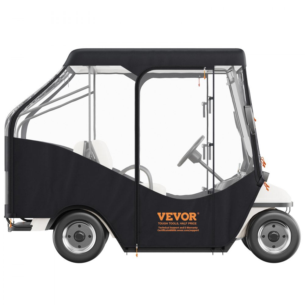 VEVOR Golf Cart Enclosure, 600D Polyester Driving Enclosure with 4-Sided Transparent Windows, 4 Passenger Club Car Covers for 2+2 Passenger Golf Carts, Sunproof and Dustproof Outdoor Cart Cover