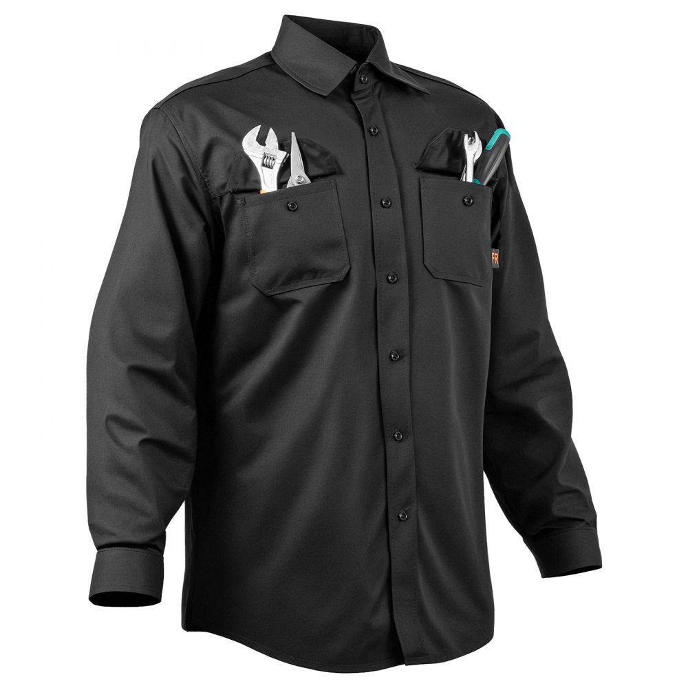 VEVOR Flame Resistant Welding Jacket, 7oz. FR Shirts for Men, Machine Washable Cotton Heat-Resistant Welding Shirt, Meets ATPV 9.2 Cal/cm² Arc Rating - XXL Size