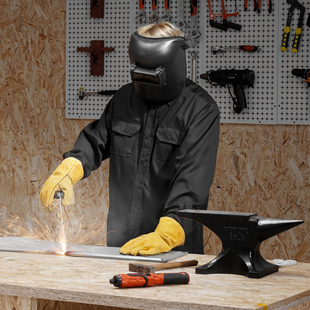 VEVOR Flame Resistant Welding Jacket, 7oz. FR Shirts for Men, Machine Washable Cotton Heat-Resistant Welding Shirt, Meets ATPV 9.2 Cal/cm² Arc Rating - L Size