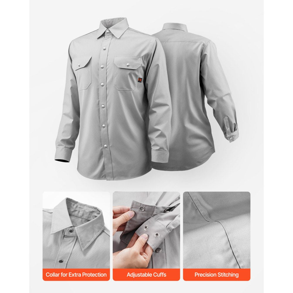 VEVOR FR Shirts for Men, 7oz. Flame Resistant Welding Jacket, Machine Washable Cotton Heat-Resistant Welding Shirt, Meets ATPV 9.2 Cal/cm² Arc Rating - XXL Size