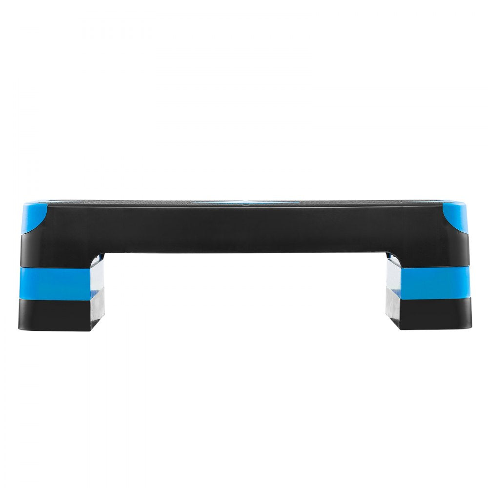 VEVOR Aerobic Exercise Step Platform, 28-Inch Workout Aerobic Stepper, Height Adjustable Fitness Training Step Deck Trainer with 4 Risers, Non-Slip Surface Bench for Home Gym Cardio Strength, Blue
