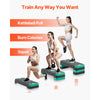 VEVOR Aerobic Exercise Step Platform, 28-Inch Workout Aerobic Stepper, Height Adjustable Fitness Training Step Deck Trainer with 4 Risers, Non-Slip Surface Bench for Home Gym Cardio Strength, Green