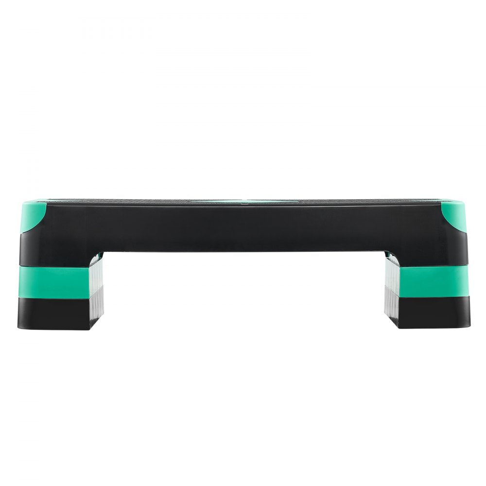 VEVOR Aerobic Exercise Step Platform, 28-Inch Workout Aerobic Stepper, Height Adjustable Fitness Training Step Deck Trainer with 4 Risers, Non-Slip Surface Bench for Home Gym Cardio Strength, Green
