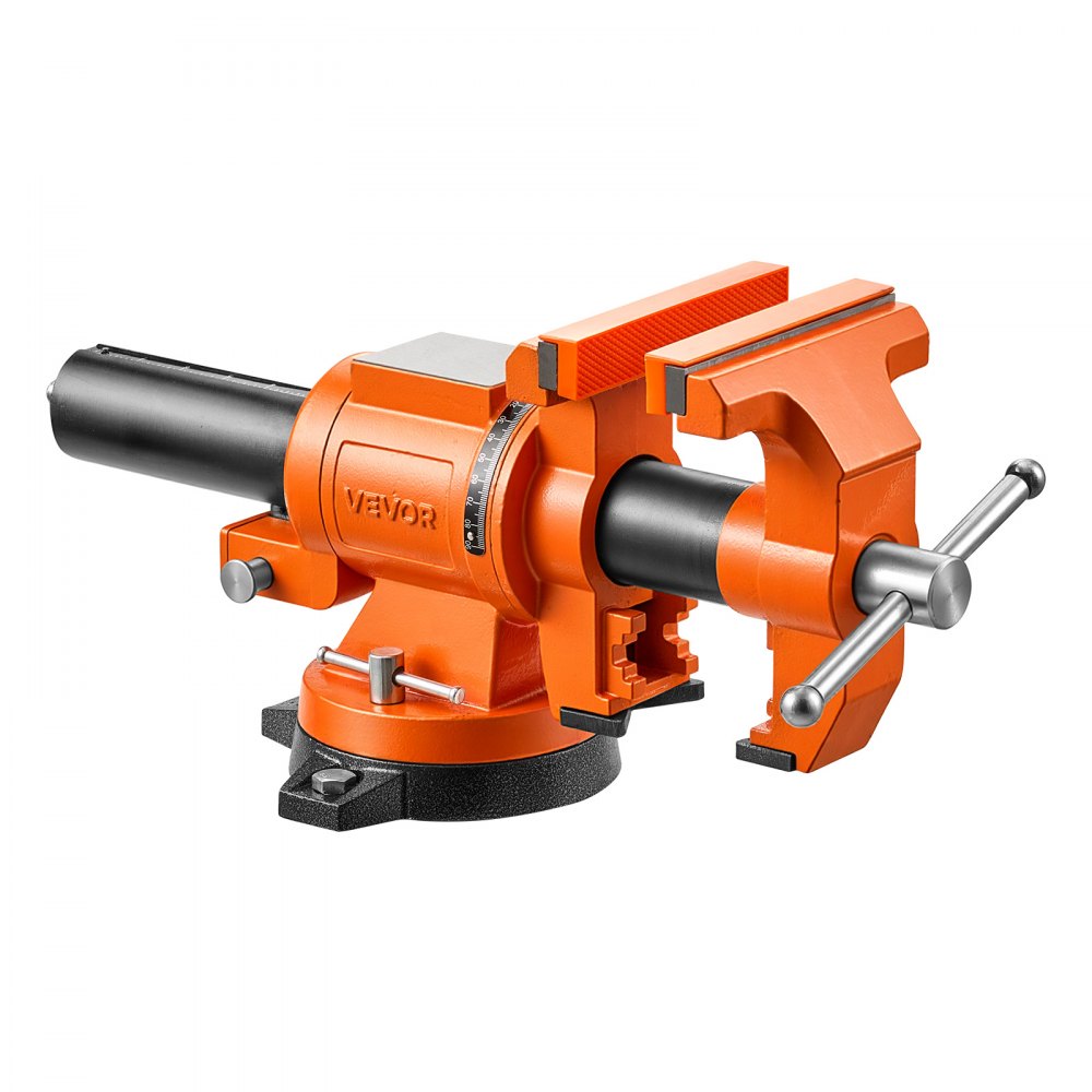 VEVOR Heavy Duty Bench Vise, 6" Jaw Width, Double Swivel Rotating Multi-Purpose Bench Vise, with 360° Locking Swivel Base and Head, 2.8" Throat Depth, 6" Max Jaw Opening, for Drilling, Pipe Cutting