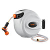 VEVOR Retractable Hose Reel, 115 ft x 1/2 inch, 180° Swivel Bracket Wall-Mounted, Garden Water Hose Reel with 9-Pattern Nozzle, Automatic Rewind, Lock at Any Length, and Slow Return System
