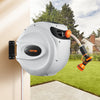 VEVOR Retractable Hose Reel, 130 ft x 1/2 inch, 180° Swivel Bracket Wall-Mounted, Garden Water Hose Reel with 9-Pattern Nozzle, Automatic Rewind, Lock at Any Length, and Slow Return System