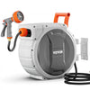 VEVOR Retractable Garden Hose Reel, 1/2 Inch x 145 ft Wall Mounted Hose Reel, Heavy Duty Garden Hose Reel with 9 Patterns Nozzle, Any Length Lock, Upgraded Slow Return System and 180°Swivel Bracket