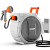 VEVOR Retractable Garden Hose Reel, 1/2 Inch x 65 ft Wall Mounted Hose Reel, Heavy Duty Garden Hose Reel with 9 Patterns Nozzle, Any Length Lock, Upgraded Slow Return System and 180°Swivel Bracket
