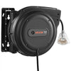 VEVOR Retractable Extension Cord Reel 75FT Heavy Duty 14AWG/3C SJTOW Black, for Ceiling/Wall Mount, 13A Circuit Breaker, Automatic Retractable Power Cord, Lighted Triple Tap, with 180° Swivel Bracket