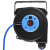 VEVOR Retractable Extension Cord Reel 25FT Heavy Duty 14AWG/3C SJTOW Blue, for Ceiling/Wall Mount, 13A Circuit Breaker, Automatic Retractable Power Cord, Lighted Triple Tap, with 180° Swivel Bracket