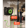 VEVOR Retractable Extension Cord Reel 45FT Heavy Duty 12AWG/3C SJTOW Green, for Ceiling/Wall Mount, 15A Circuit Breaker, Automatic Retractable Power Cord, Lighted Triple Tap, with 180° Swivel Bracket