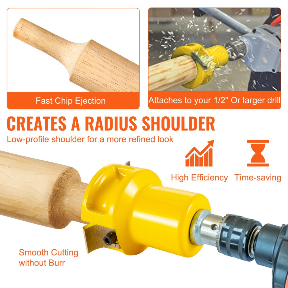VEVOR Tenon Cutter, 1.5" / 38 mm Diameter, Premium Aluminum & Steel Log Furniture Cutter, with Dual Curved Blades & Button Screws Home Master Kit, Commercial Woodworking Tool for Home Beginner DIY