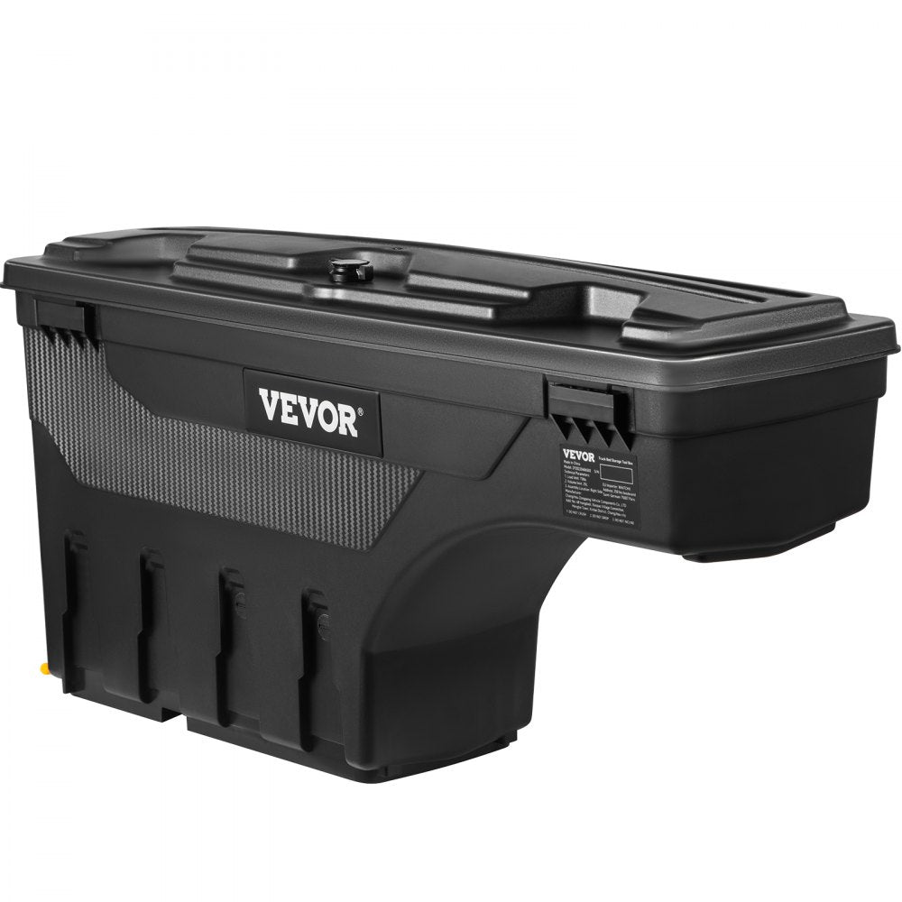 VEVOR Truck Bed Storage Box, Lockable Lid, Waterproof ABS Wheel Well Tool Box 6.6 Gal/20 L with Password Padlock, Compatible with Tundra 2007-2021, Driver Side, Black