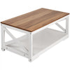 VEVOR 3 Pieces Farmhouse Coffee Table Sets, 40 in Industrial Coffee Table with 2 End Side Tables, Easy Assembly Coffee and End Tables Sets with Charging Station, for Office, Living Room & Apartment