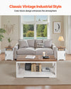 VEVOR 3 Pieces Farmhouse Coffee Table Sets, 40 in Industrial Coffee Table with 2 End Side Tables, Easy Assembly Coffee and End Tables Sets with Charging Station, for Office, Living Room & Apartment