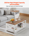 VEVOR 3 Pieces Farmhouse Coffee Table Sets, 40 in Industrial Coffee Table with 2 End Side Tables, Easy Assembly Coffee and End Tables Sets with Charging Station, for Office, Living Room & Apartment
