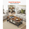 VEVOR 3 Pieces Living Room Table Sets, 41.3 in Industrial Coffee Table with 2 Square End Side Tables, Easy Assembly Coffee and End Tables Sets with Metal Legs, for Office, Living Room & Apartment
