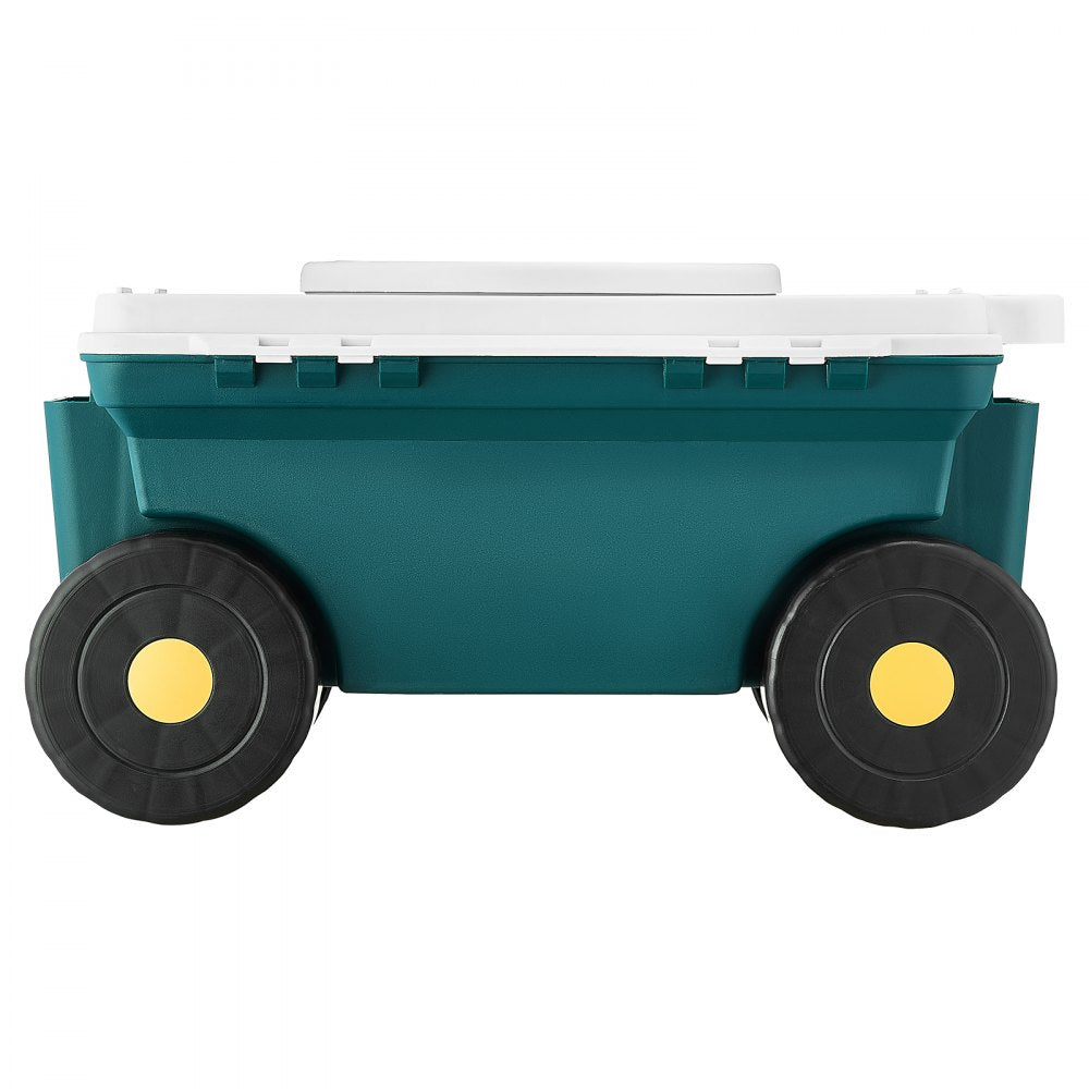 VEVOR Garden Scooter with Seat, 2 in 1 Rolling Garden Cart with Storage Bin, Supports up to 227 lbs, Outdoor Wagon with Handle, Lightweight Storage Gardening Stool for Yard Weeding Planting