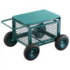 VEVOR Rolling Garden Cart with Seat, Metal Rolling Garden Work Seat with Wheels, Supports up to 400 LBS, Heavy Duty Gardening Cart Scooter, Outdoor Wagon & Stool on Wheels for Lawn, Patio, Backyard