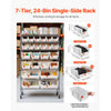 VEVOR 7-Tier Rolling Bin Storage Rack, 24 Organizer Bins, Bin Rack Storage Steel Wire Shelving System with Wheels, Mobile Tool Organizer for Garage, Warehouse, Office, Restaurant, Classroom, Kitchen