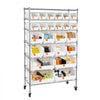 VEVOR 7-Tier Rolling Bin Storage Rack, 24 Organizer Bins, Bin Rack Storage Steel Wire Shelving System with Wheels, Mobile Tool Organizer for Garage, Warehouse, Office, Restaurant, Classroom, Kitchen