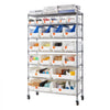 VEVOR 7-Tier Rolling Bin Storage Rack, 22 Organizer Bins, Bin Rack Storage Steel Wire Shelving System with Wheels, Mobile Tool Organizer for Garage, Warehouse, Office, Restaurant, Classroom, Kitchen