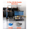 VEVOR 5-Tier Double-Sided Rolling Bin Storage Rack, 68 Organizer Bins, Dual-Sided Parts Organizer with Wheels, Mobile Tool Organizer Plastic Bins for Garage, Warehouse, Office, Restaurant, Classroom