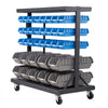 VEVOR 5-Tier Double-Sided Rolling Bin Storage Rack, 68 Organizer Bins, Dual-Sided Parts Organizer with Wheels, Mobile Tool Organizer Plastic Bins for Garage, Warehouse, Office, Restaurant, Classroom