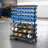 VEVOR 7-Tier Double-Sided Rolling Bin Storage Rack, 94 Plastic Bins, Dual-Sided Parts Organizer with Wheels, Mobile Tool Organizer for Garage, Warehouse, Office, Restaurant, Classroom, Kitchen