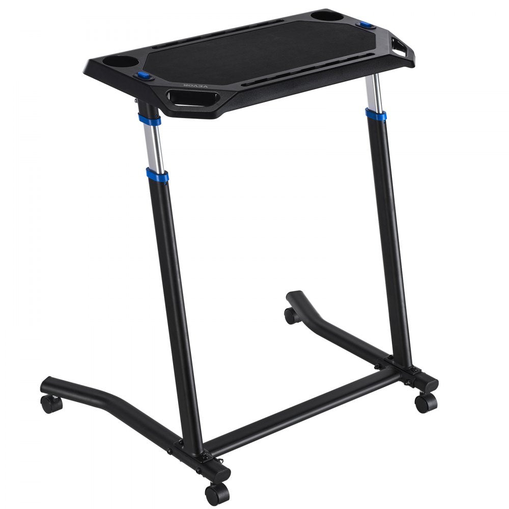 VEVOR Cycling Desk, Mobile Foldable Multi-Functional Bike Trainer & Treadmill Desk with Lockable Wheels, Non-Slip Multi-Slot Bike Trainer Fitness Desk with Handle Bar, Fit for Home Office Exercise