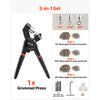 VEVOR Grommet Tool Kit, 900 PCS 1/4 Inch 5/16 Inch 3/8 Inch Multi Size Metal Eyelets Grommets, Eyelet Kit with Manual Grommet Press Pliers, Hole Punch, and Block, for Leather Tarp Shoes Crafts Fabric
