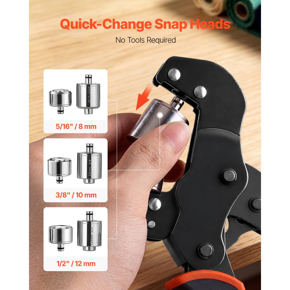 VEVOR Grommet Tool Kit 5/16" 3/8" 1/2" 900 PCS Grommets Eyelet Tool Kit, with Eyelets and Washers, Manual Grommet Press Pliers, Hole Punch Tools, Blocks, for Leather, Tarps, Shoes, Crafts, Fabric
