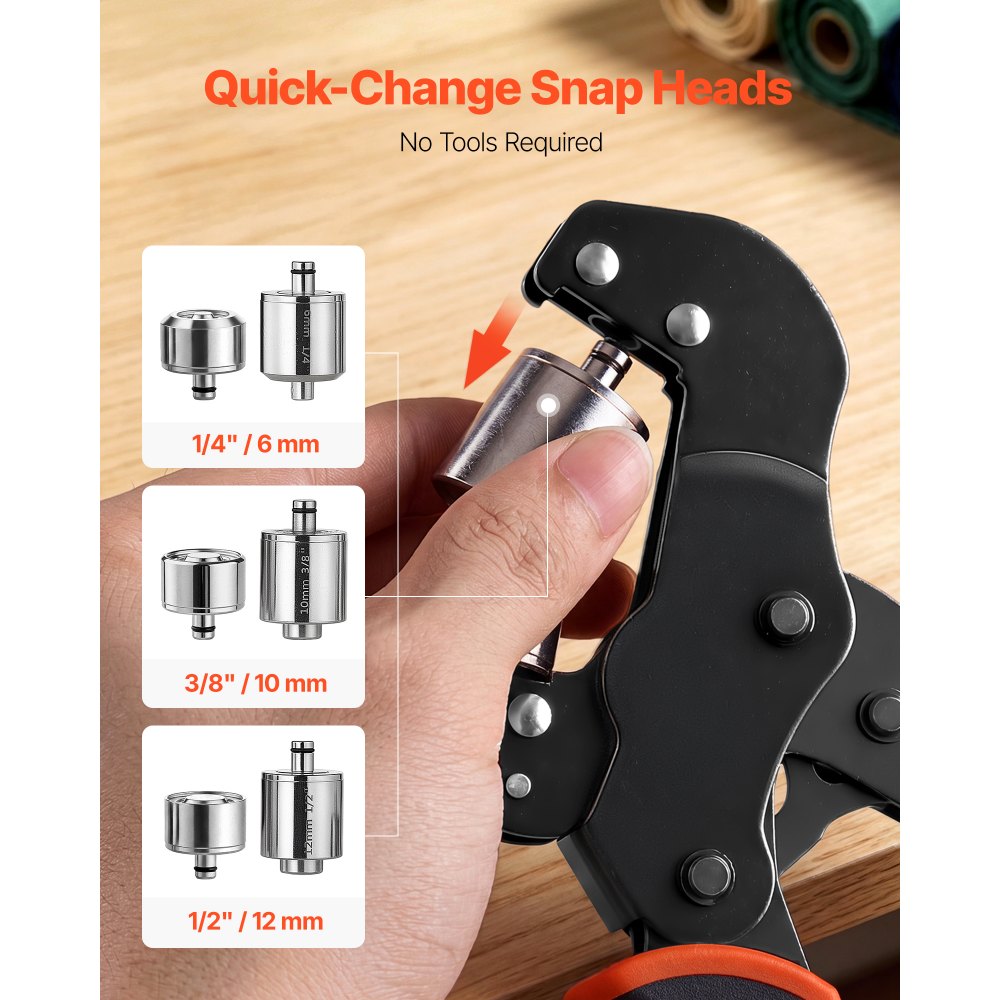 VEVOR Grommet Tool Kit 1/4" 3/8" 1/2" 900 PCS Grommets Eyelet Tool Kit, with Eyelets and Washers, Manual Grommet Press Pliers, Hole Punch Tools, Blocks, for Leather, Tarps, Shoes, Crafts, Fabric
