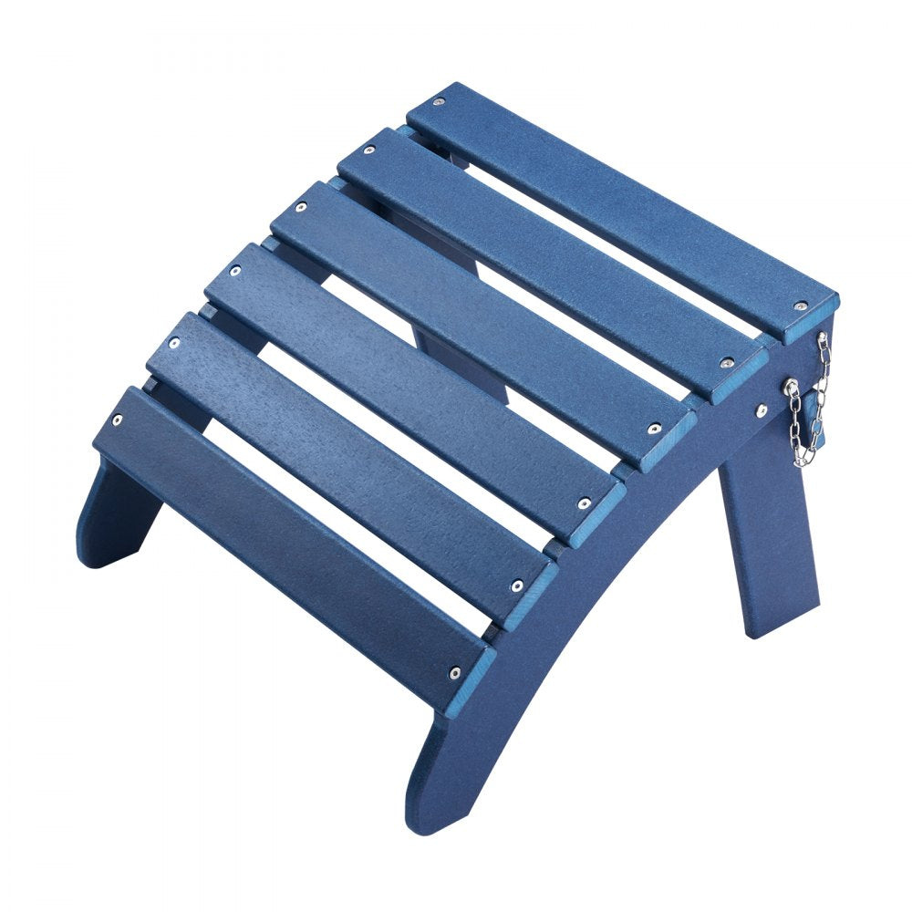 VEVOR Adirondack Ottoman, 18.7L x 18.9W x 13.8H Inch HDPE Plastic Folding Adirondack Ottoman, Weather-Resistant Foot Rest for Adirondack Chair, Widely Used for Outside Porch Pool Lawn Backyard, Blue
