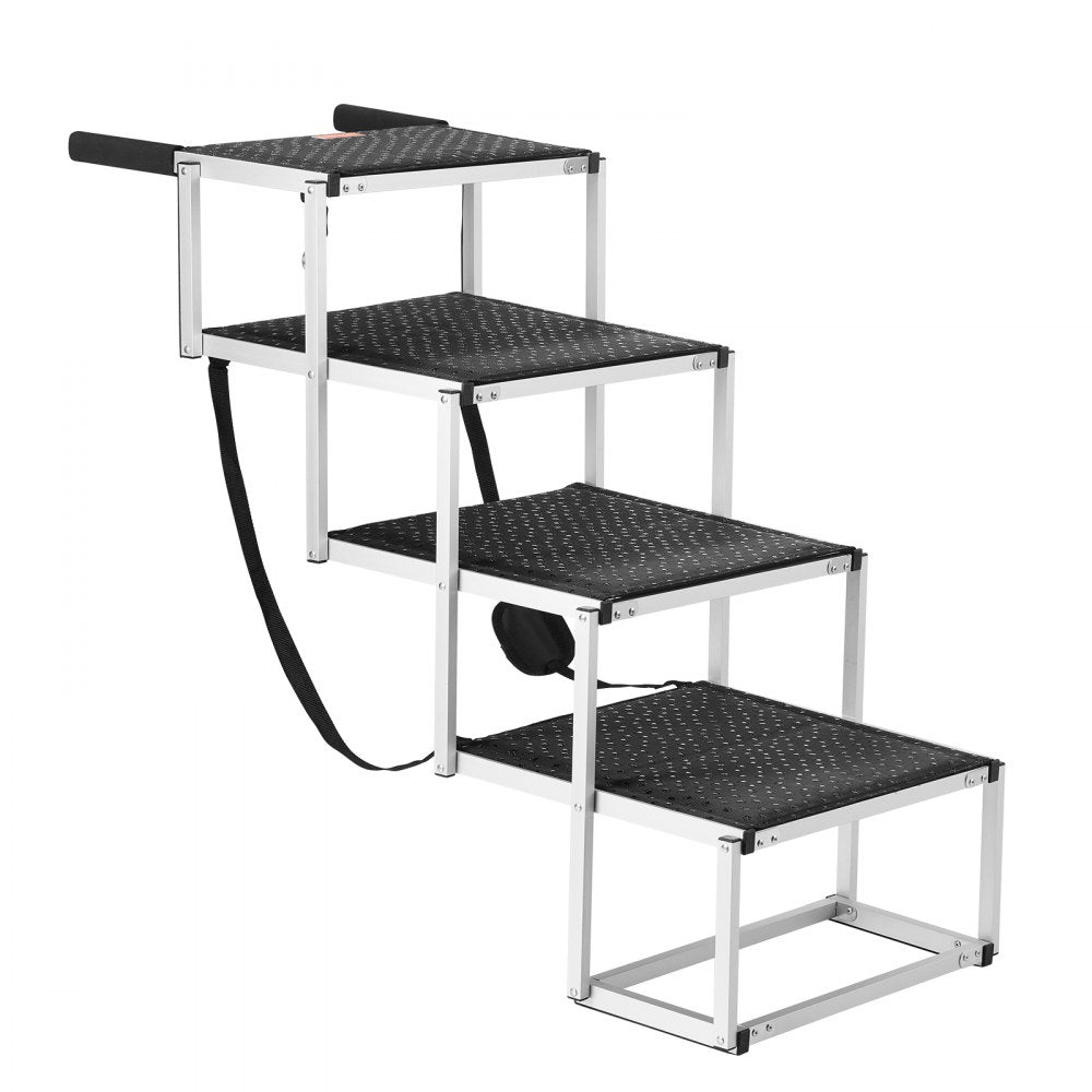 VEVOR Dog Stair for Cars, Wide 4-step Dog Car Steps, Folding Dog Car Ramp with Nonslip Surface, Portable Pet Steps Lightweight Aluminum for Car, SUV and Truck, Supports up to 250 lbs