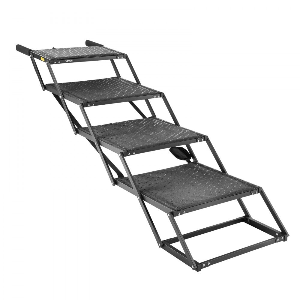VEVOR Dog Stairs for Car, 4 Steps Extra Wide Foldable Dog Ramp for Large Dogs with Non-Slip Surface, Portable Lightweight Pet Stairs Ladder for Car, SUV, Truck, High Bed, Sofa, Support up to 250 lbs