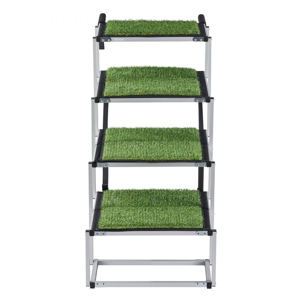 VEVOR Dog Stairs for Car, 4 Steps Extra Wide Foldable Dog Ramp for Large Dogs with Non-Slip Surface, Portable Lightweight Pet Stairs Ladder for Car, SUV, Truck, High Bed, Sofa, Support up to 200 lbs