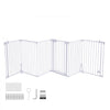 VEVOR Freestanding Dog Gate 32" Tall 6-Panel Foldable Metal Pet Gate White, For Stairs Doorways, Dual-Triangle Support, Sturdy Metal Construction, Freestanding or Wall Mount, Flexible Shapes, Easy Fit