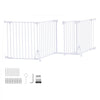 VEVOR Freestanding Dog Gate 32" Tall 4-Panel Foldable Metal Pet Gate White, For Stairs Doorways, Dual-Triangle Support, Sturdy Metal Construction, Freestanding or Wall Mount, Flexible Shapes, Easy Fit