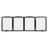 VEVOR Free Standing Dog Gate, 32" H x 96.5" W Freestanding Pet Gate, 4 Panels Foldable Dog Gate for Wide and Narrow Passageways, Expandable Dog Barrier with Silent Foot Support for Indoor, Brown