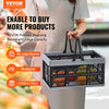 VEVOR Collapsible Shopping Basket, 3 Pack, 16L Plastic Foldable Storage Crate with Handle, Grocery Fruit Vegetable Shopping Basket Folding Storage Container for Supermarket Retail Shopping, Black