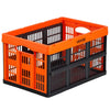 VEVOR Plastic Collapsible Storage Bins, 45L 6 Packs, Stackable Folding Storage Crates with Handles, Holds 33 lbs Per Bin, Foldable Heavy Duty Containers, Space-Saving Baskets, for Home Organizing
