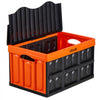 VEVOR Plastic Collapsible Storage Bins with Lids, 45L 3Packs, Stackable Folding Storage Crates with Handles, Holds 44 lbs Per Bin, Heavy Duty Containers, Space-Saving Baskets, for Home Organizing